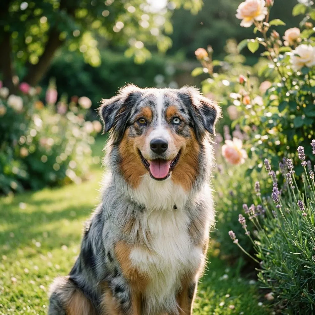 Chien heureux avec son maître lors d'une séance d'éducation
